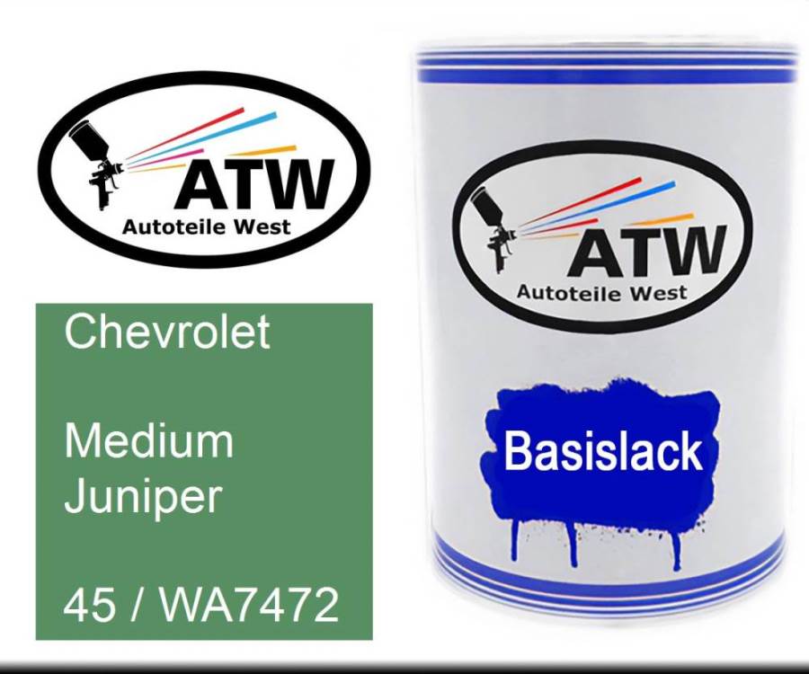 Chevrolet, Medium Juniper, 45 / WA7472: 500ml Lackdose, von ATW Autoteile West.